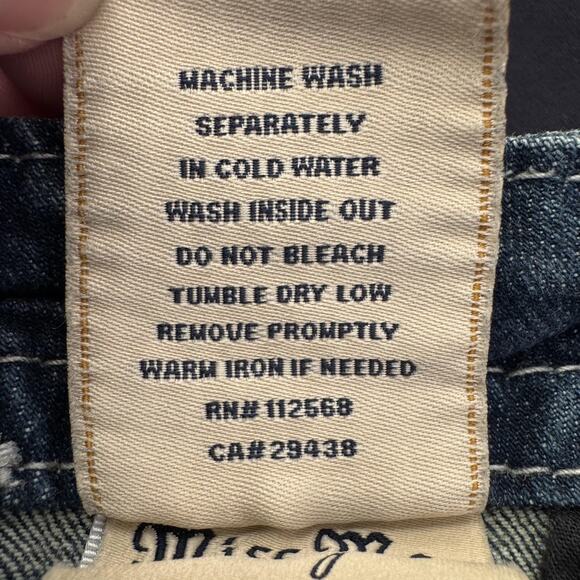 Miss Me Jeans Womens 27 Boyfriend Capri Blue Distressed Embellished Denim Pocket - Picture 10 of 16